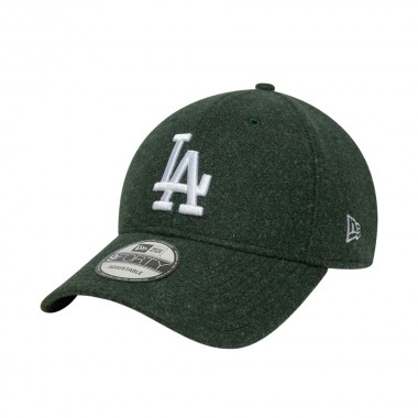 NEW ERA MLB LA DODGERS MELTON WOOL 9FORTY ADJ CAP DARK GREEN