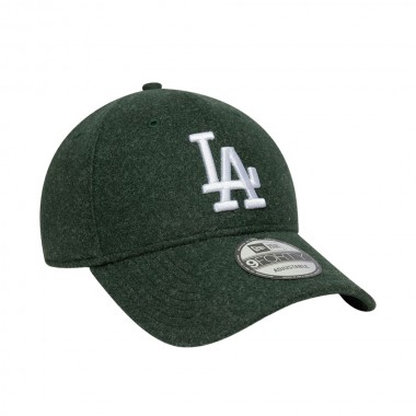 NEW ERA MLB LA DODGERS MELTON WOOL 9FORTY ADJ CAP DARK GREEN