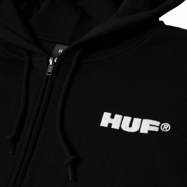 HUF ALL CAPS ZIP HOODIE BLACK