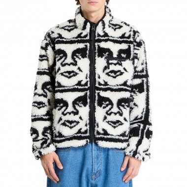 OBEY REPEATED ICON SHERPA JACKET BLACK MULTI