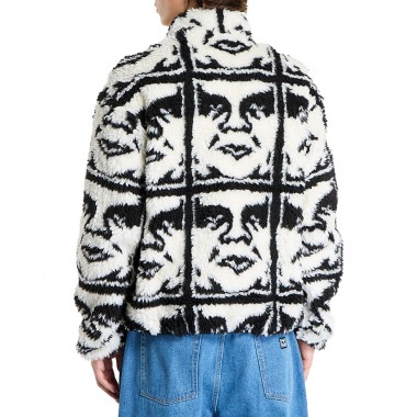 OBEY REPEATED ICON SHERPA JACKET BLACK MULTI