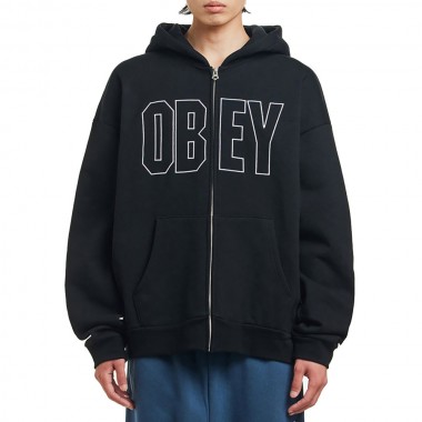 OBEY GORDON EXTRA HEAVY ZIP HOODIE BLACK