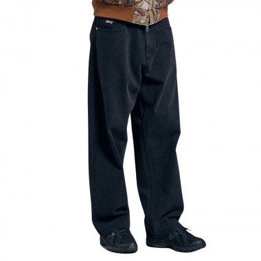 OBEY BIGWIG BAGGY DENIM PANTS WASHED BLACK