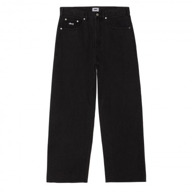 OBEY BIGWIG BAGGY DENIM PANTS WASHED BLACK
