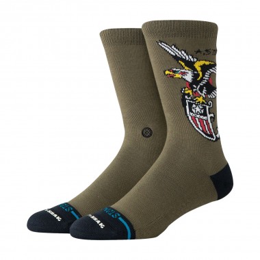 STANCE THE EAGLE CREW SOCKS MILITARY GREEN