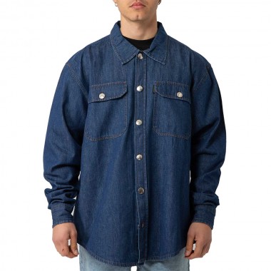 BEE UNUSUAL DENIM LS OVERSHIRT WASHED DARK BLUE