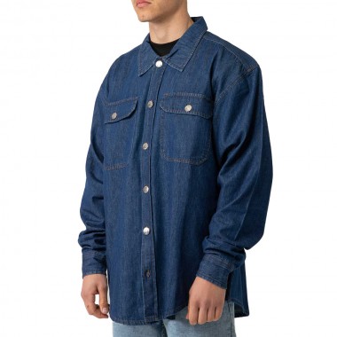 BEE UNUSUAL DENIM LS OVERSHIRT WASHED DARK BLUE