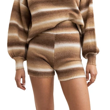 RHYTHM YENI STRIPE KNIT SHORT LATTE