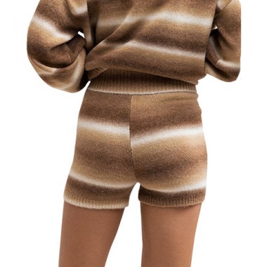 RHYTHM YENI STRIPE KNIT SHORT LATTE