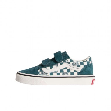 VANS OLD SKOOL V GEO CHECK K SHOES MYSTIC MOSS