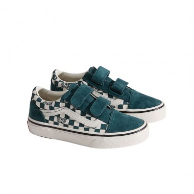 VANS OLD SKOOL V GEO CHECK K SHOES MYSTIC MOSS