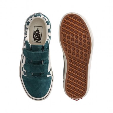 VANS OLD SKOOL V GEO CHECK K SHOES MYSTIC MOSS