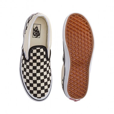 VANS CLASSIC SLIP-ON K SHOES BLK & WHT CHCKERBOARD