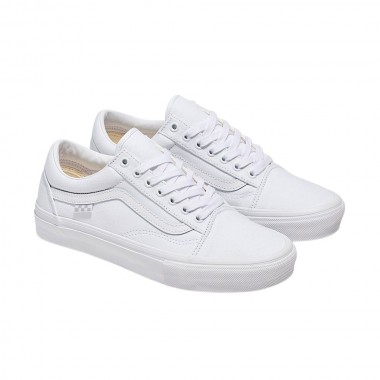 VANS SKATE OLD SKOOL CANVAS SHOES TRUE WHITE