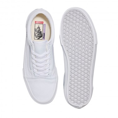 VANS SKATE OLD SKOOL CANVAS SHOES TRUE WHITE