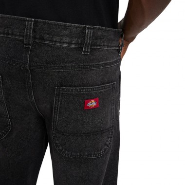 DICKIES 954 RELAXED STRAIGHT WORK JEANS BLACK WASH FADED