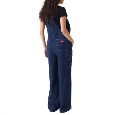 DICKIES LOOSE DENIM W BIB PANTS DARK INDIGO