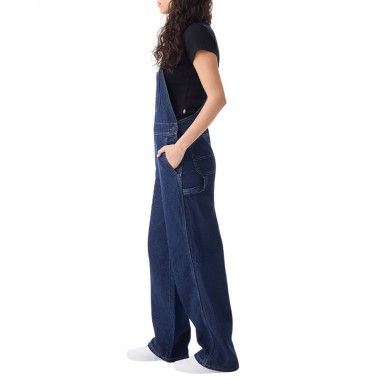 DICKIES LOOSE DENIM W BIB PANTS DARK INDIGO