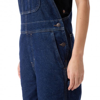 DICKIES LOOSE DENIM W BIB PANTS DARK INDIGO