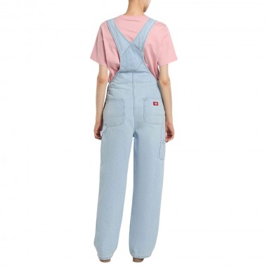 DICKIES LOOSE DENIM W BIB PANTS FOG BLUE