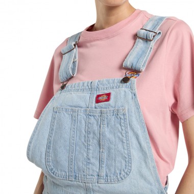 DICKIES LOOSE DENIM W BIB PANTS FOG BLUE