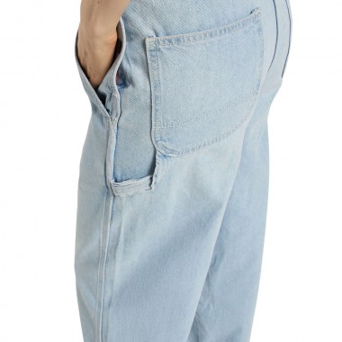 DICKIES LOOSE DENIM W BIB PANTS FOG BLUE