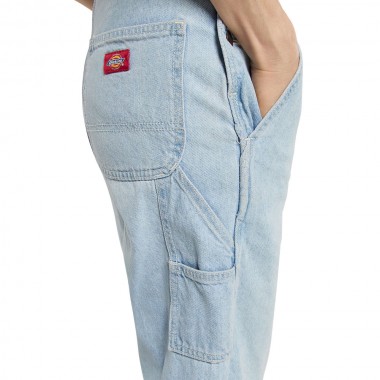 DICKIES LOOSE DENIM W BIB PANTS FOG BLUE