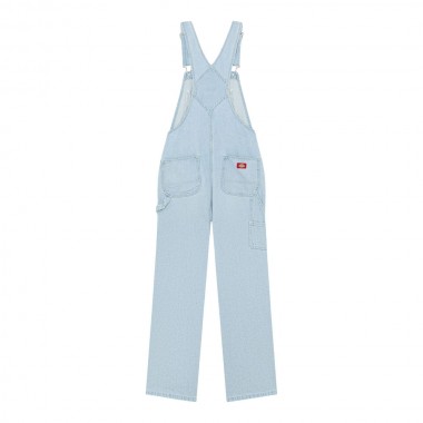 DICKIES LOOSE DENIM W BIB PANTS FOG BLUE