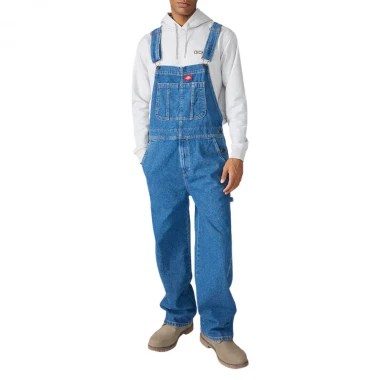 DICKIES LOOSE DENIM BIB PANTS CLASSIC BLUE