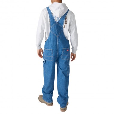 DICKIES LOOSE DENIM BIB PANTS CLASSIC BLUE