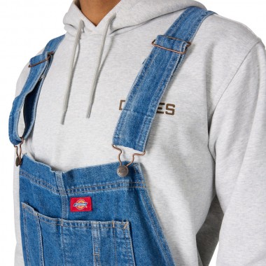 DICKIES LOOSE DENIM BIB PANTS CLASSIC BLUE