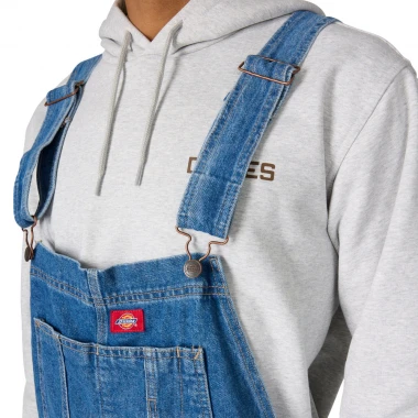 DICKIES LOOSE DENIM BIB PANTS CLASSIC BLUE