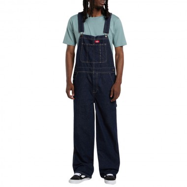 DICKIES LOOSE DENIM BIB PANTS RINSED