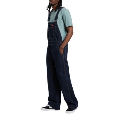 DICKIES LOOSE DENIM BIB PANTS RINSED