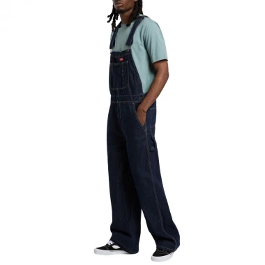 DICKIES LOOSE DENIM BIB PANTS RINSED