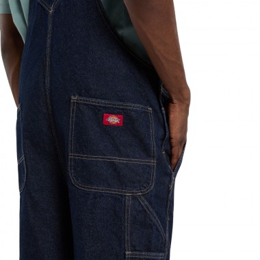 DICKIES LOOSE DENIM BIB PANTS RINSED