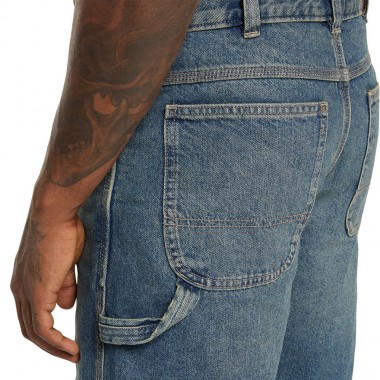 DICKIES 993 11 INCH DENIM CARPENTER SHORTS KHAKI TINTED BLUE