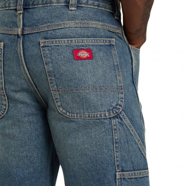 DICKIES 993 11 INCH DENIM CARPENTER SHORTS KHAKI TINTED BLUE