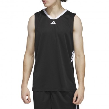 ADIDAS 3-STRIPE BASKETBALL TANK BLACK/WHITE