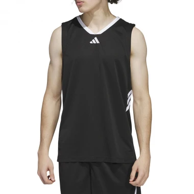 ADIDAS 3-STRIPE BASKETBALL TANK BLACK/WHITE