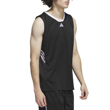 ADIDAS 3-STRIPE BASKETBALL TANK BLACK/WHITE