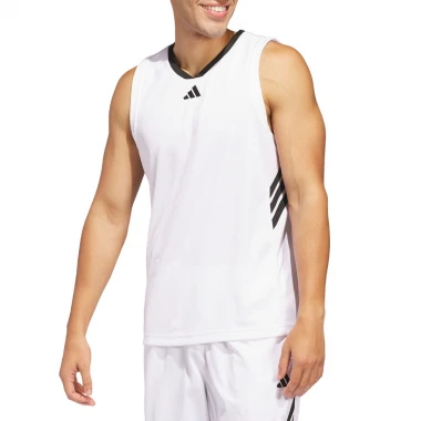 ADIDAS LEGENDS 3-STRIPE BASKETBALL TANK WHITE/BLACK
