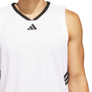 ADIDAS LEGENDS 3-STRIPE BASKETBALL TANK WHITE/BLACK