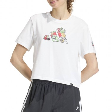 ADIDAS FOOD CROPPED LOOSE GRAPHIC W T-SHIRT WHITE