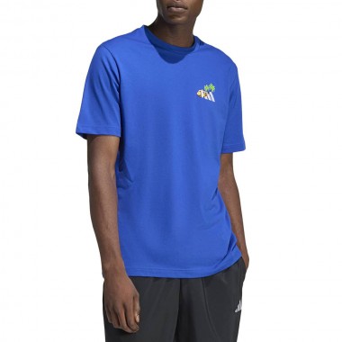 ADIDAS MINI EMBROIDERY SURFING GRAPHIC T-SHIRT ROYAL BLUE
