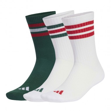 ADIDAS 3S ESSENTIALS CUSHIONED CREW SOCKS 3-PACK GRN/WHT/BETSCA