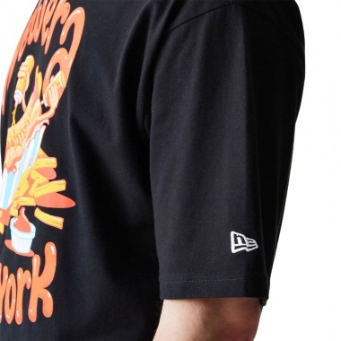 NEW ERA HOTDOG FOOD GRAPHIC OVERSIZED T-SHIRT BLACK