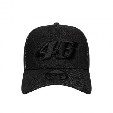 NEW ERA VR46 LASER ETCH DENIM 9FORTY E-FR ADJ TRUCKER CAP BLACK