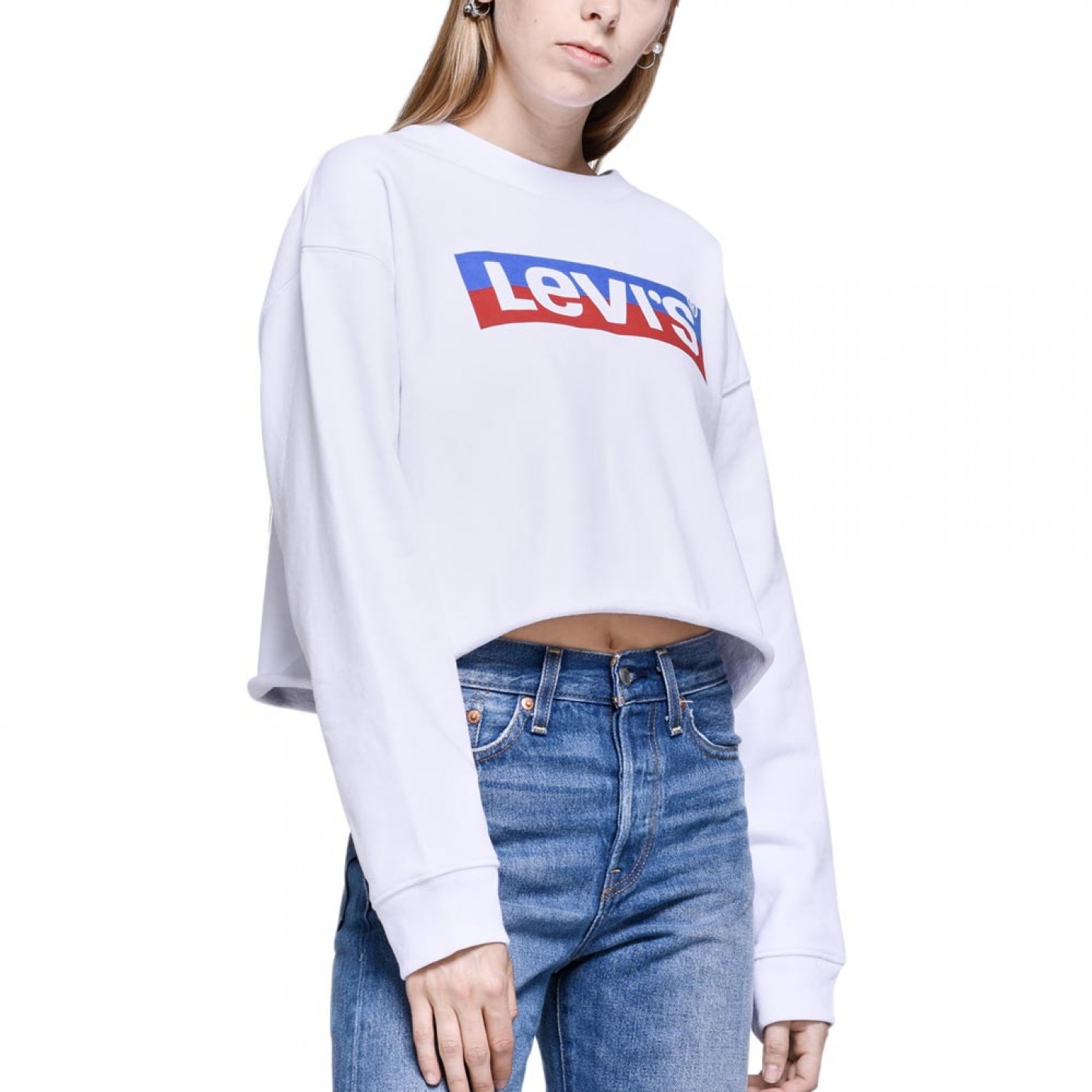 LEVI’S® NEW LOGO RAW CUT CREW WHITE | Skateshop