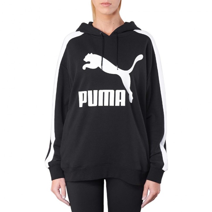 PUMA CLASSICS LOGO T7 W HOODIE COTTON BLACK | Skateshop